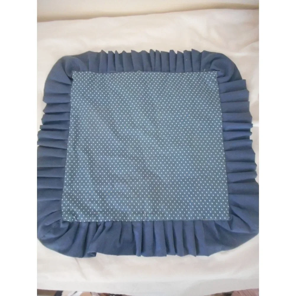 Vtg Handmade Quilted Amish Log Cabin Pattern Throw Pillow cover Blue 17 X 17